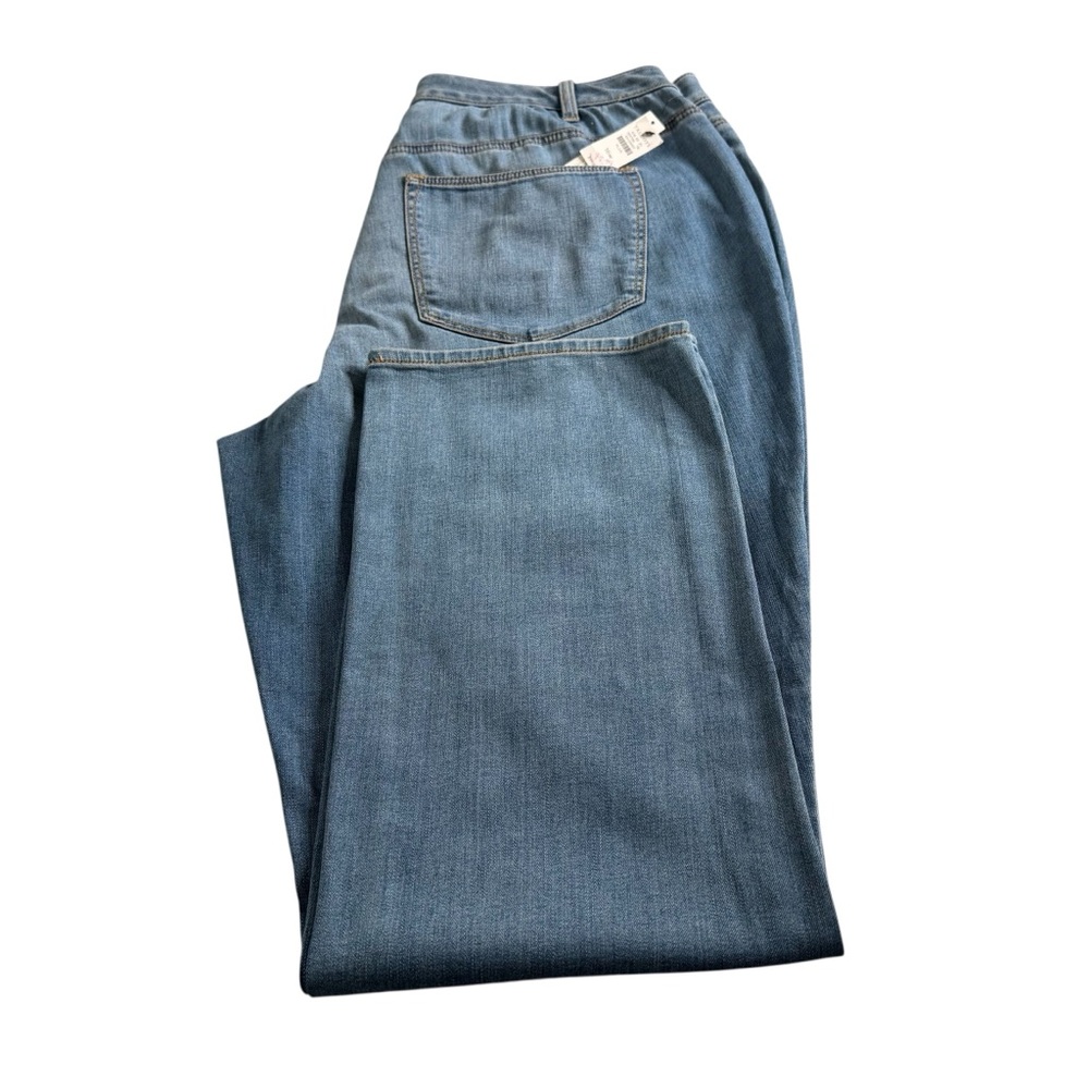 NWT Talbots Jeans Woman's 16W Plus Denim Distressed High Waist Straight Leg